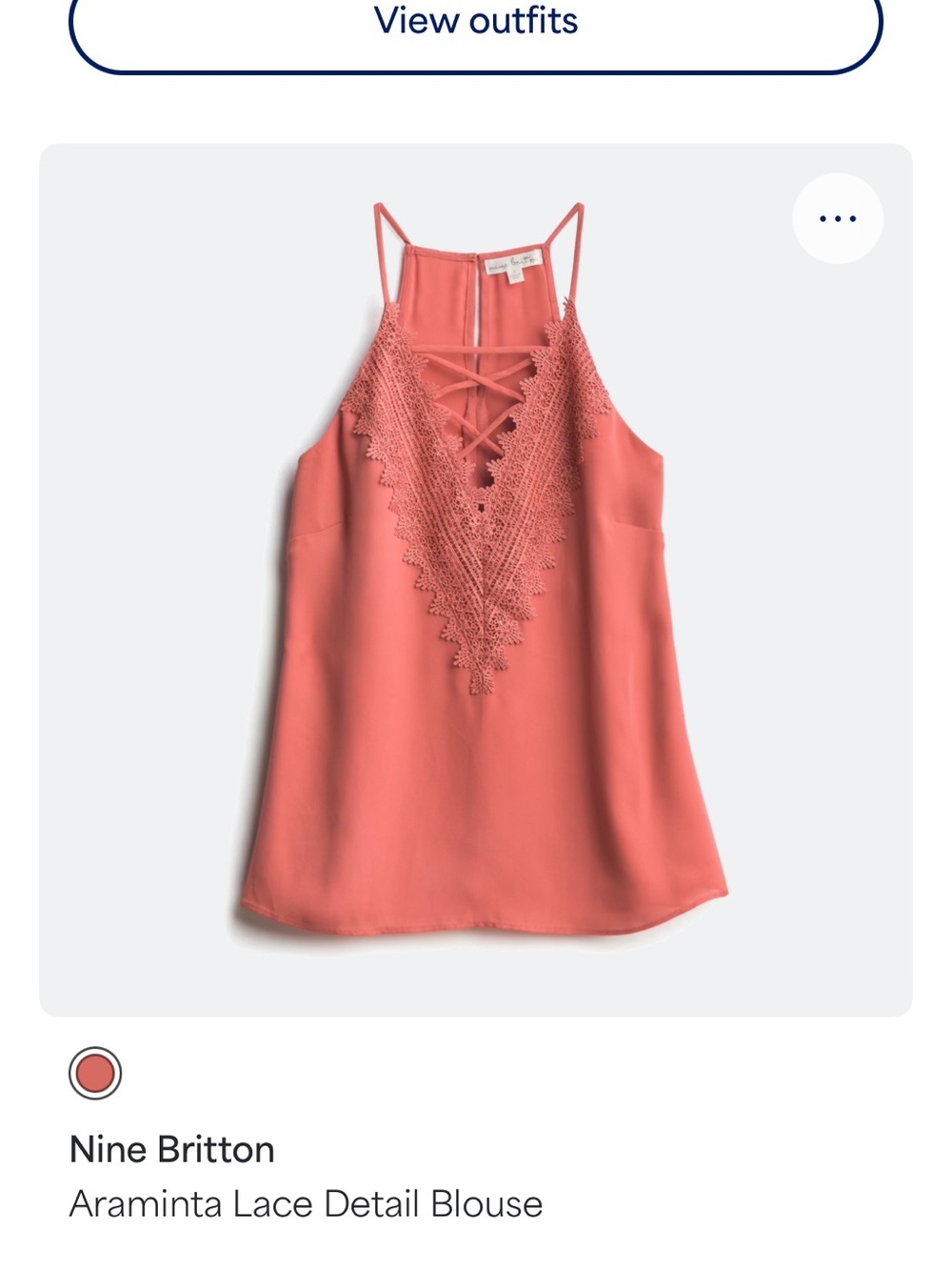 nine britton Coral Lace V‑Neck Cami with Crisscross Straps